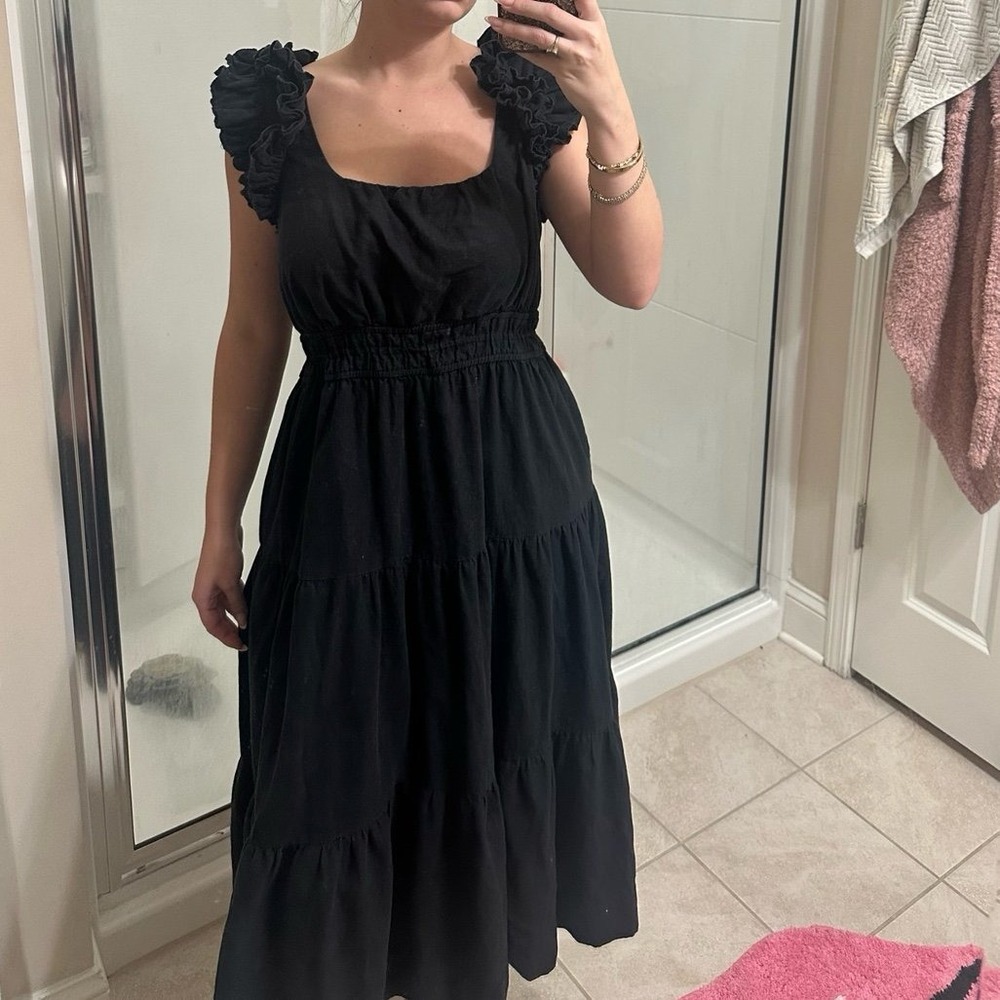 Black stacked midi dress